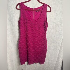 Guess Hot Pink Fringe Textured Sheath Dress | Size 6